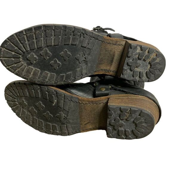 Vintage Foundry Co Leather Moto Boots 7 Black Almond Toe Mid Calf Low Heel - Picture 8 of 8